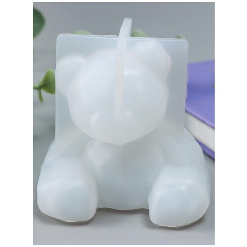 Купить Молд силикон/ молд для творчества 3D Медведь-кристалл 6, 3х6х5, 6 см, Сима-ленд, белый