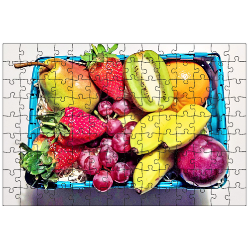 фото Магнитный пазл 27x18см."корзина фруктов, многие плоды, разные" на холодильник lotsprints