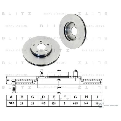 Диск Тормозной Ford Focus/C-Max 04->/Volvo S40/V50 04-> Blitz арт. BS0203