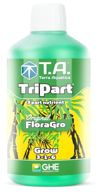 Удобрение минеральное Terra Aquatica TriPart Grow 0.5L (Flora Grow GHE) - фотография № 1