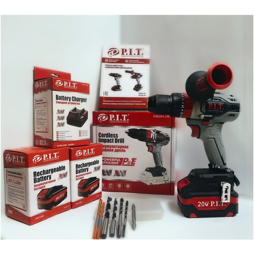 Шуруповерт PIT PSB20H-13B Сменный аккумулятор 20 В 75 Нм 2 АКБ ЗУ 1579000₽