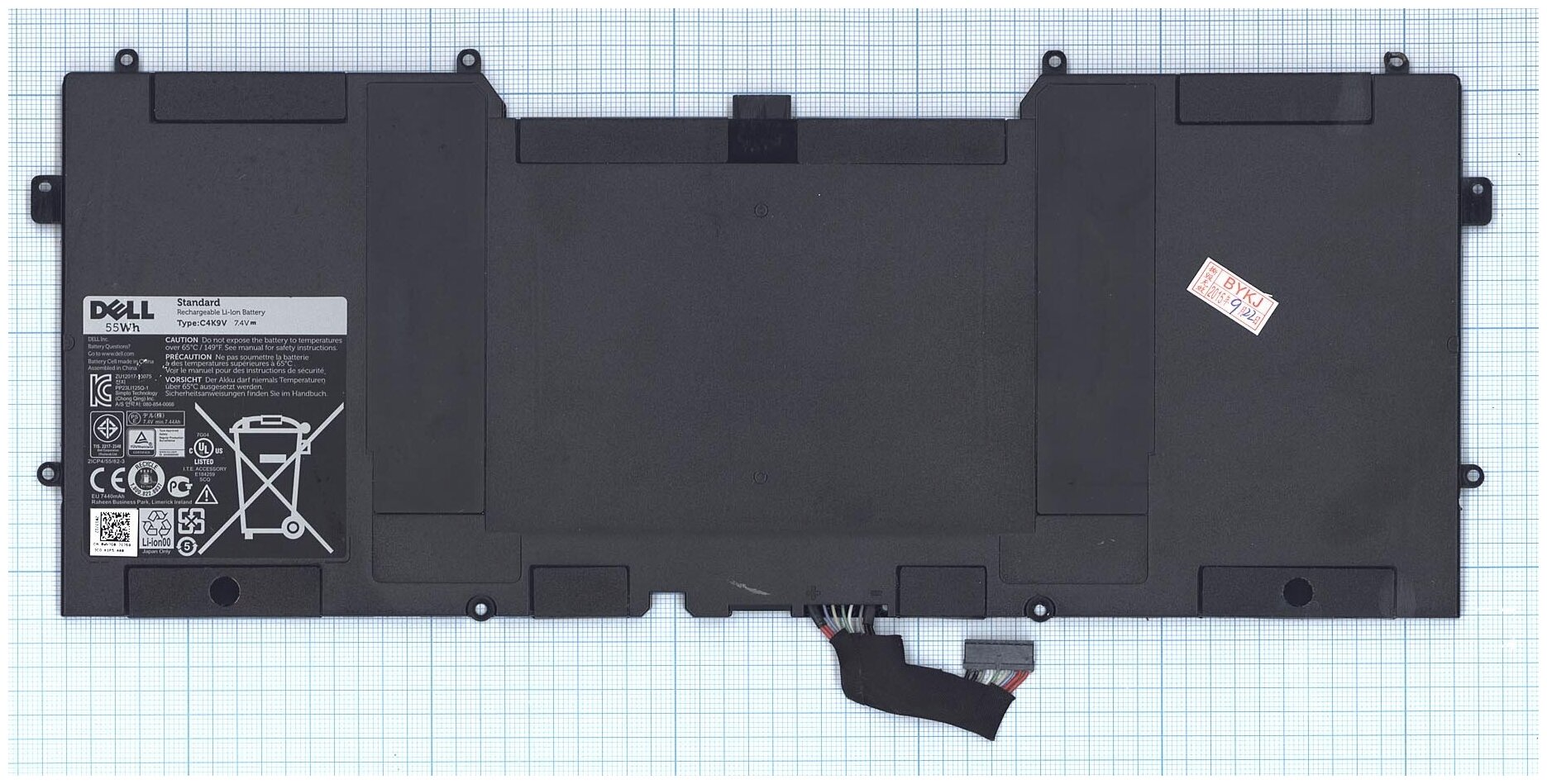 Аккумуляторная батарея C4K9V для ноутбука Dell XPS 12 9Q33 7.4V 55Wh черная