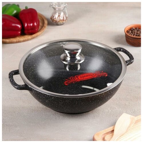 Казан «Гранит» 4 л, d=28 см, стеклянная крышка, антипригарное покрытие