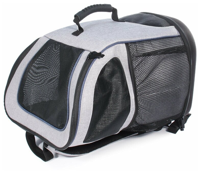 Сумка-рюкзак для животных Triol Сити, серый/черный, 30*26*46 см