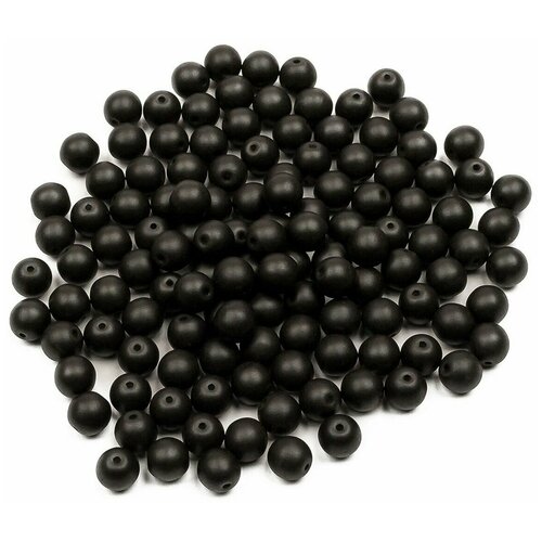 Стеклянные чешские бусины, круглые, Round Beads, 6 мм, цвет Alabaster Metallic Black, 125 шт.