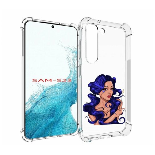 Чехол MyPads красивая-девушка-с-синими-волосами женский для Samsung Galaxy S23 задняя-панель-накладка-бампер