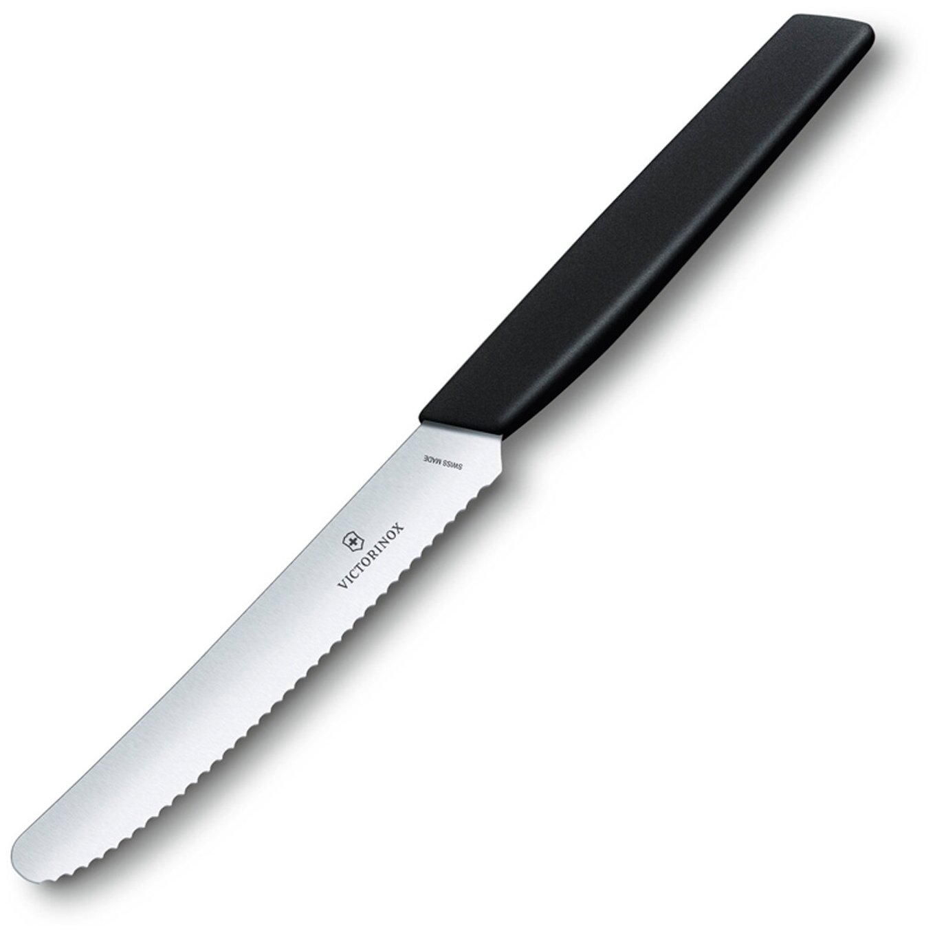 Нож столовый VICTORINOX Swiss Modern, волнистое лезвие 11 см с закруглённым кончиком, черный 6.9003.11W