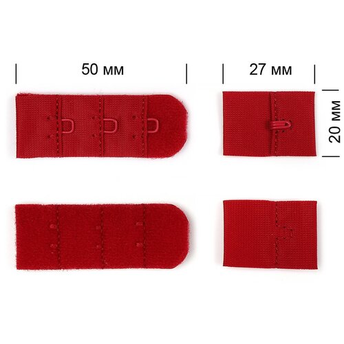 Застежка для бюстгальтера TBY с крючками, 3х1, 1,9 см, цвет S059, темно-красный, 100 шт (TBY.57476)