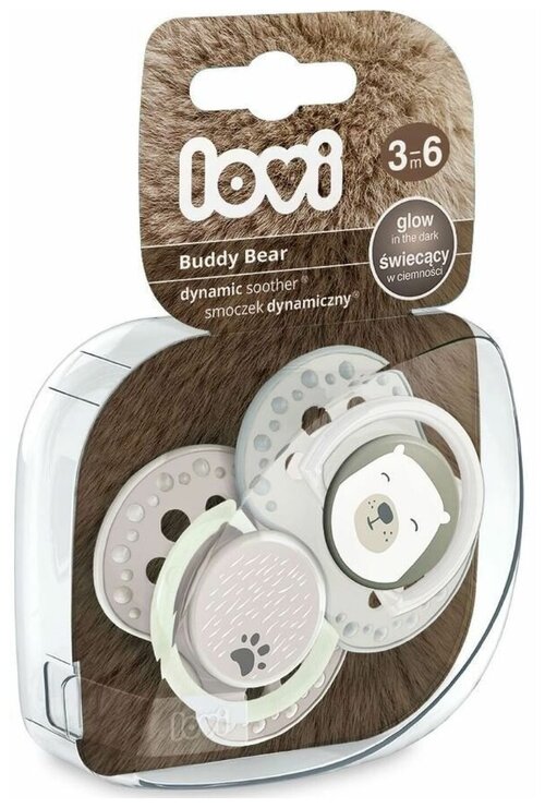 Пустышка динамическая Lovi Buddy Bear арт. 22/864, силикон, 3-6 мес, 2 шт