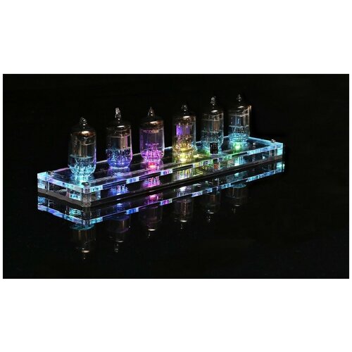 Двоичные часы CLO 01С TBA (настольные часы из оргстекла с радиолампами, полный цветовой спект, 220*50*50мм)