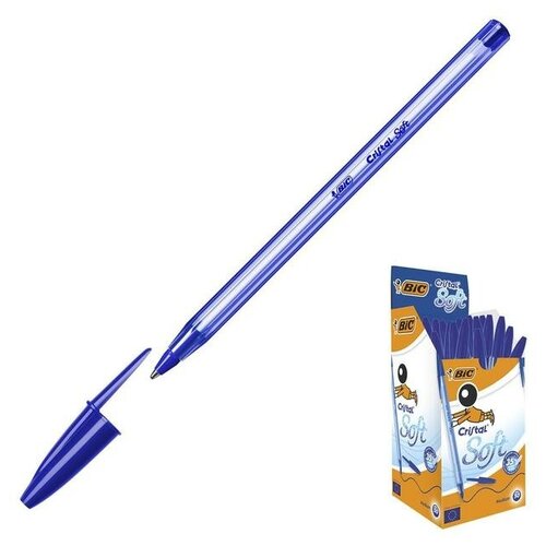 Ручка шариковая неавтоматическая BIC Cristal Soft синий, 0,35мм, 951434