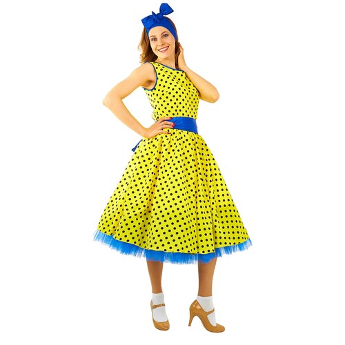 фото Карнавальный костюм стиляга в жёлтом платье женский птица феникс 44-46 p0406