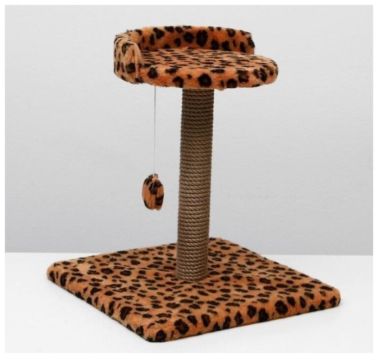 Когтеточка малая "Арена" с игрушкой, 40 х 40х 55 см, джут, леопард 5089565 - фотография № 2