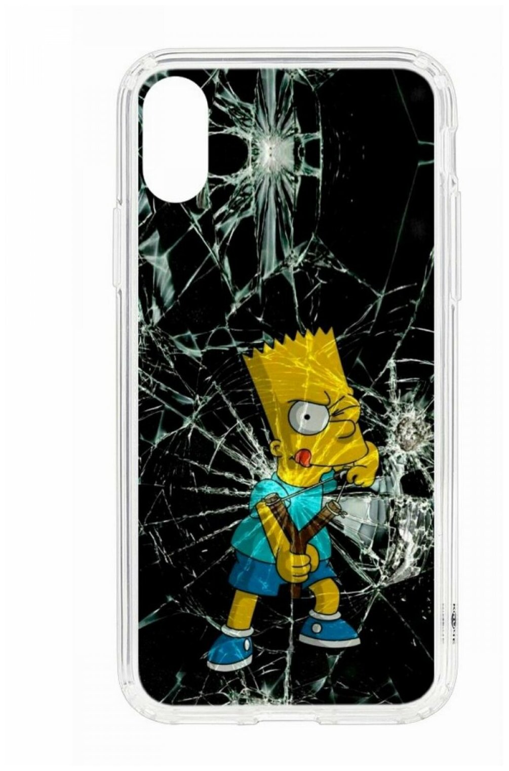 Чехол для iPhone X/iPhone XS Kruche Print MagSafe Барт Симпсон,прозрачная накладка с защитой камеры,с рисунком,противоударный силиконовый бампер