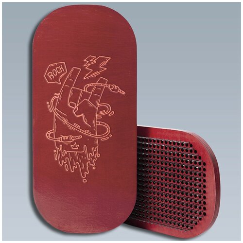 фото Доска с гвоздями садху для йоги / овал / рок граффити - 1597 / красная чакра