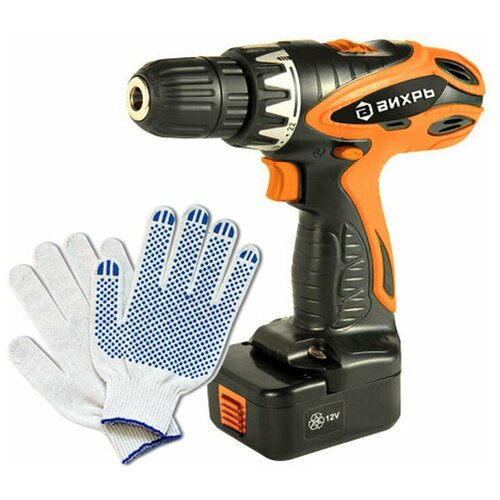 Дрель-шуруповерт аккумуляторная Вихрь ДА-12-1 строительные перчатки с ПВХ 204300₽