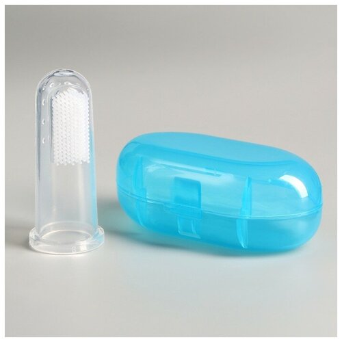 Щётка для чистки зубов животных, 5,5 х 2,5 см, голубой контейнер 7 х 4 см 10 шт щётка для чистки зубов