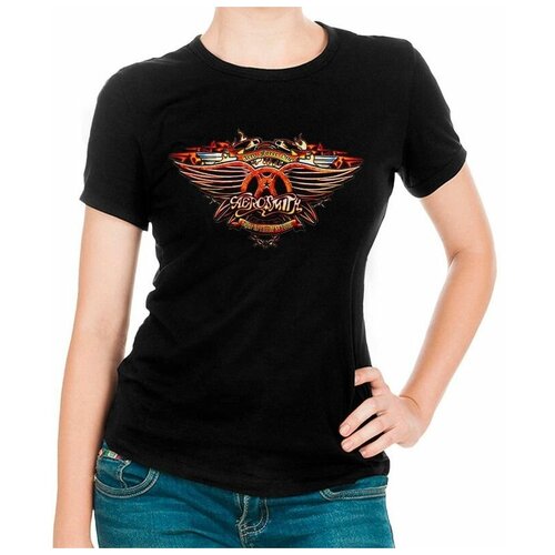 Футболка Design Heroes Aerosmith / Аэросмит Женская Черная 3XL