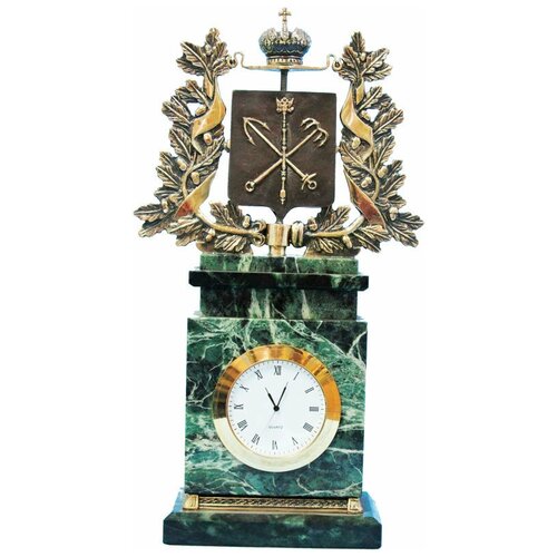 фото Без тм настольные часы "губернский петербург" из бронзы и змеевика (28 см)