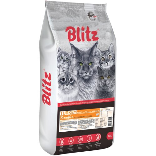 Blitz Sensitive Adult Cats Turkey полнорационный сухой корм для кошек, с индейкой