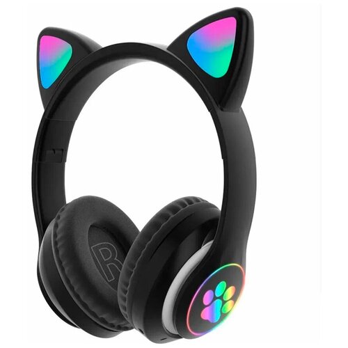 фото Cat ear беспроводные наушники со светящимися ушками кошки cat stn-28, черный