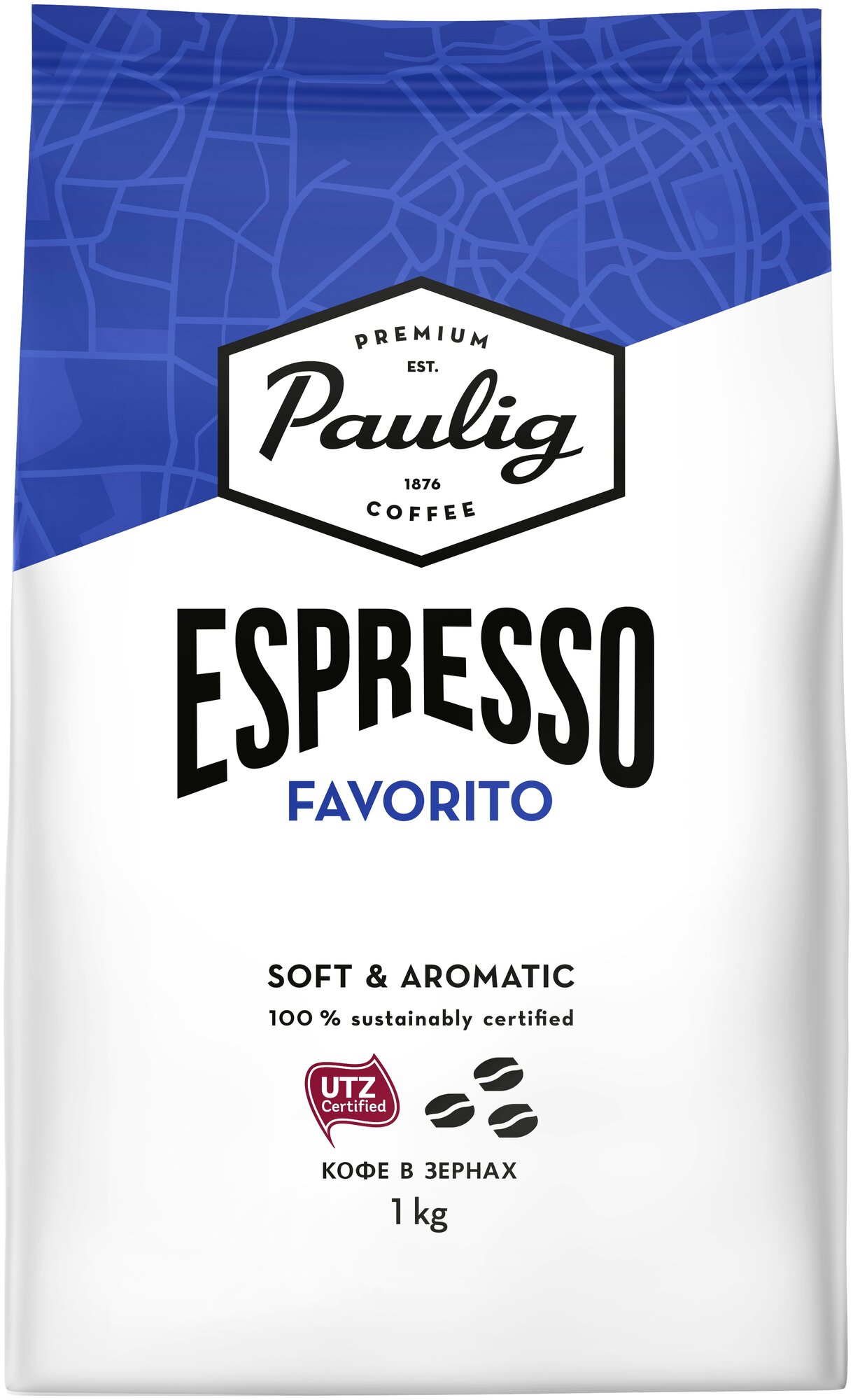 Кофе в зернах Paulig Espresso Favorito, крепкий, темная обжарка, 1 кг