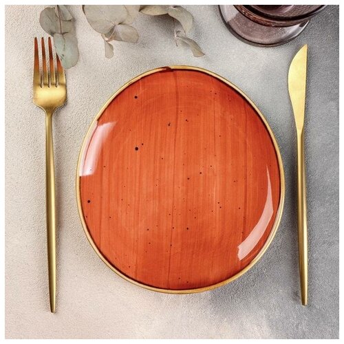 Блюдо керамическое сервировочное «Сапфир», 18×16,5×2 см, цвет оранжевый