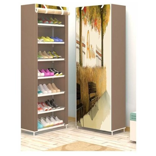 Тканевый шкаф для обуви коричневый 1655₽