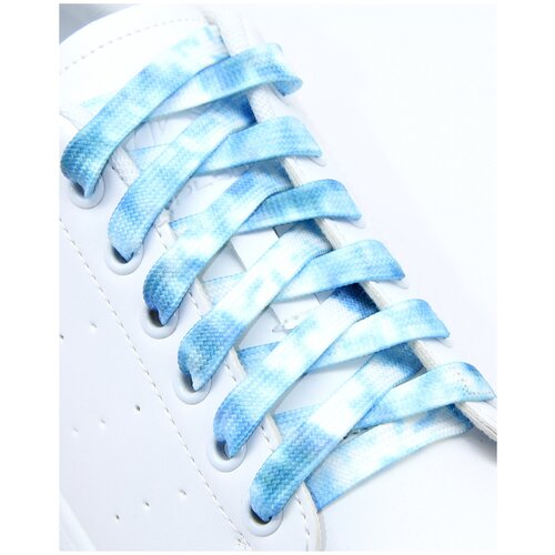 фото Разноцветные шнурки для обуви, бело-голубые, 120 см нет бренда