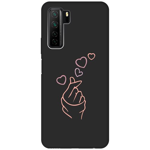 Матовый Soft Touch силиконовый чехол на Huawei Nova 7 SE, Honor 30S, Хонор 30с с 3D принтом K-Heart черный матовый soft touch силиконовый чехол на huawei nova 7 se honor 30s хонор 30с с 3d принтом k heart черный