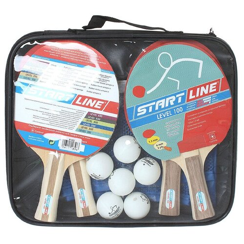 Набор для настольного тенниса, 4 ракетки Level 100, 6 мячей Club Select, сетка с креплением Start Li .