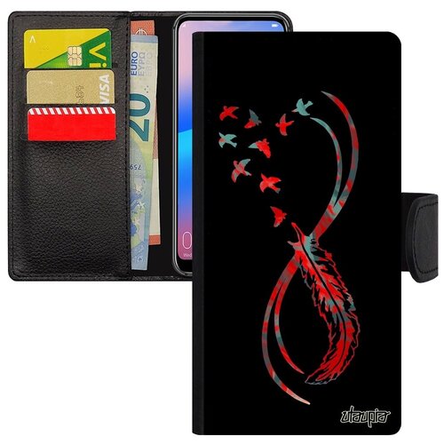 фото Стильный чехол-книжка на смартфон // galaxy a10 // "бесконечность" сердце красота, utaupia, черный