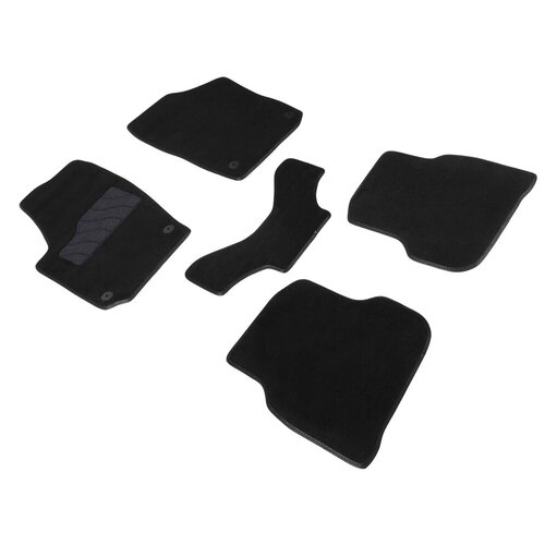 Ворсовые LUX коврики в салон Seintex для Volkswagen Polo Sedan V Glonass 2019-2020 (черные, 91278)