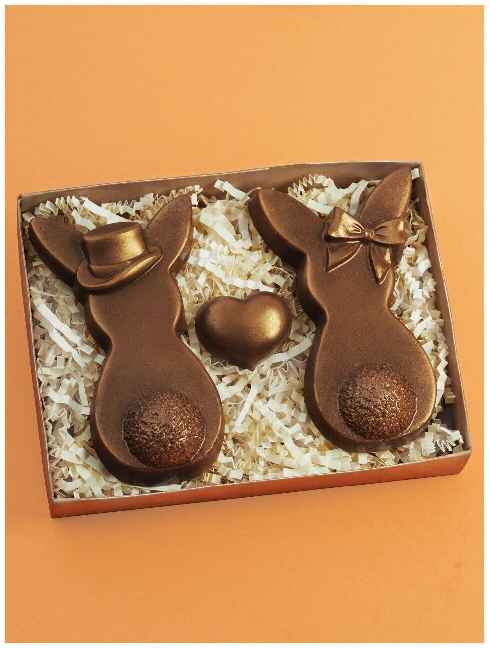 Шоколадная фигурка из бельгийского шоколада Шоколадный набор подарочный "Зайцы"