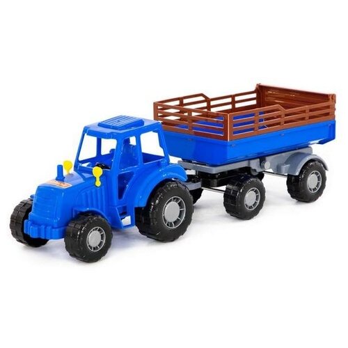 Трактор с прицепом №2, цвет синий (в сеточке) barty трактор с прицепом tr 77 синий