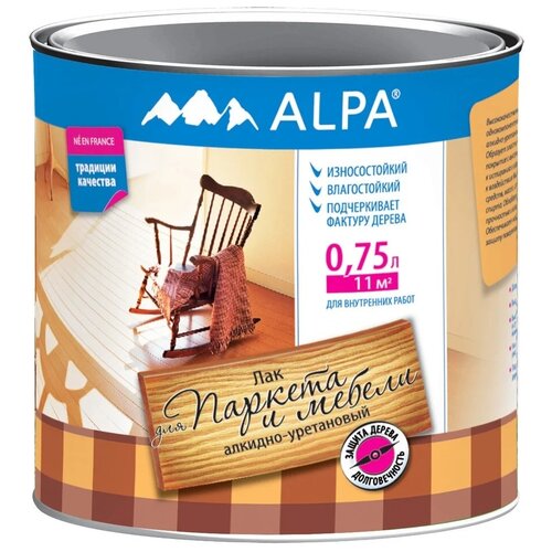 Alpa Для стен, паркета и мебели прозрачный, полуматовая, 0.75 л биоцидная пропитка alpa fongifluid 0 5 л бесцветный