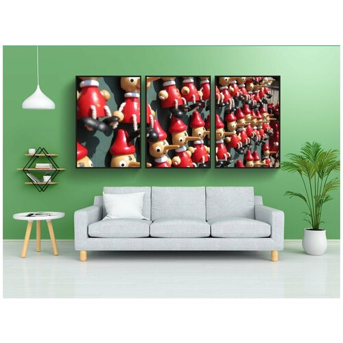 фото Набор модулных постеров для интерьера "буратино, фигура, древесина" 60x90 см. в тубусе, без рамки lotsprints