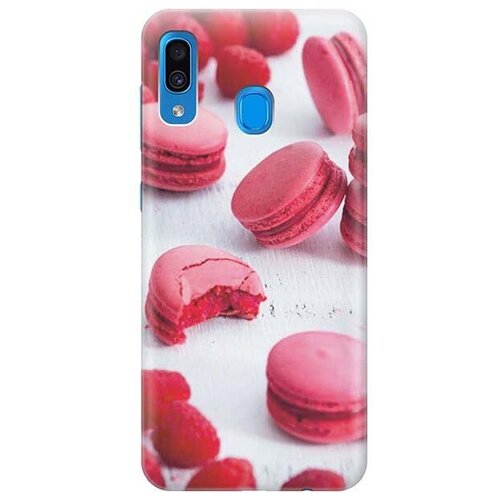 фото Ультратонкий силиконовый чехол-накладка для samsung galaxy a20 / a30 с принтом "малиновые макаруны" gosso