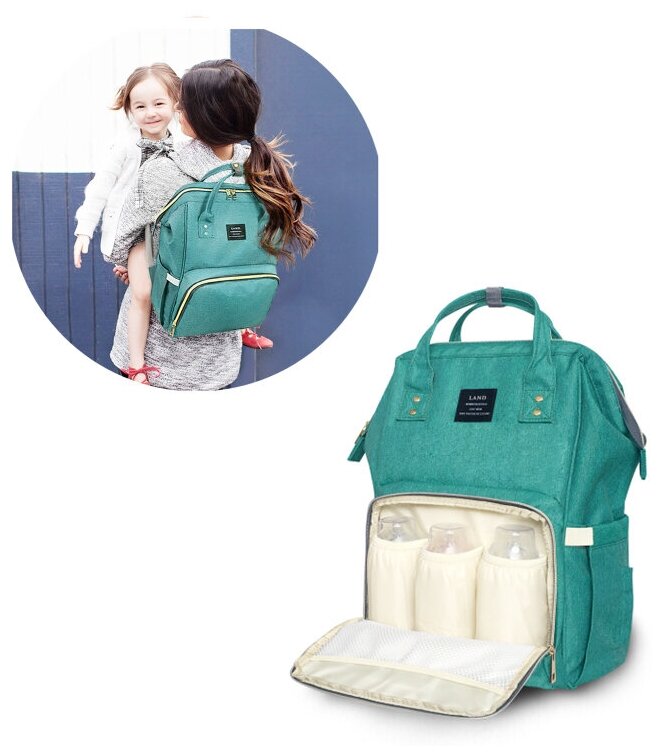 Сумка-рюкзак для мам (темно-зеленый)