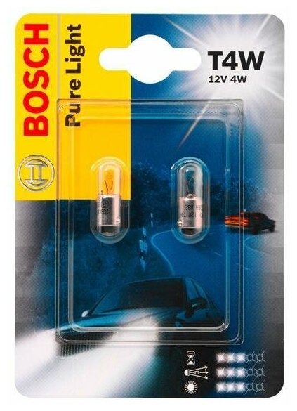 Лампа T4W 12V 4W PURE LIGHT Bosch 1987301023