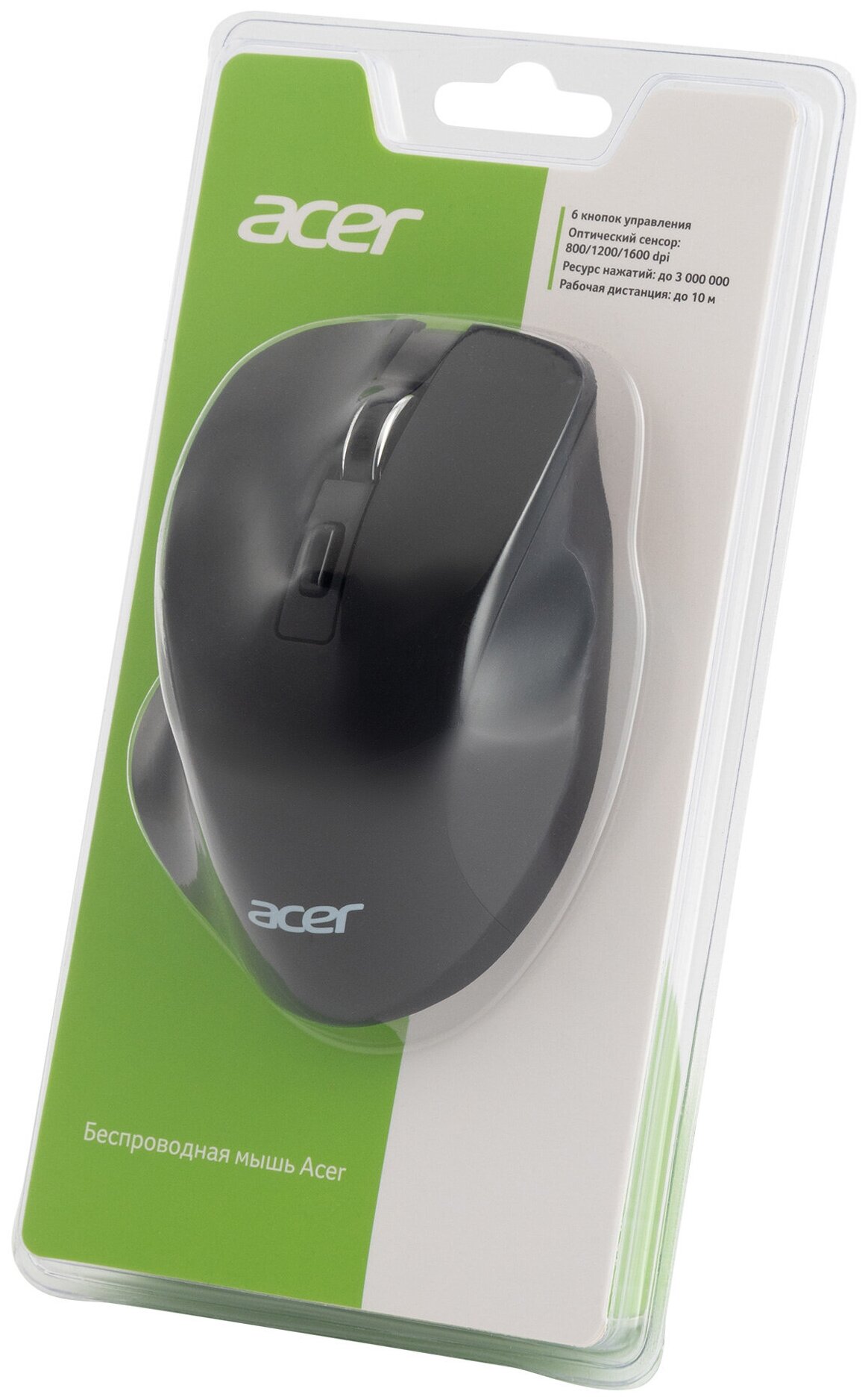 Мышь Acer OMR140 черный оптическая (1600dpi) беспроводная USB (6but)