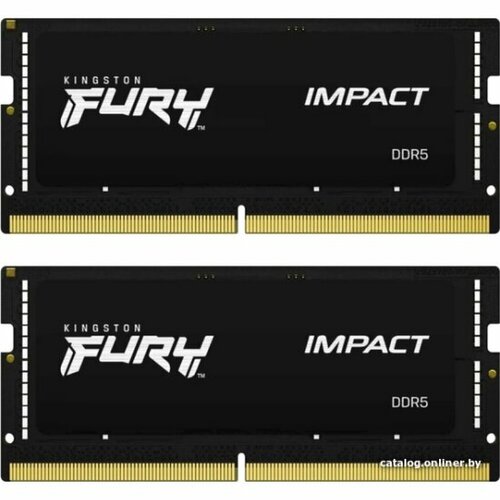 Оперативная память SODIMM Kingston DDR5 32Gb 2х16Gb 6400MHz PC-51200 FURY Impact Black XMP CL38 135V KF564S38IBK2-32 23350₽