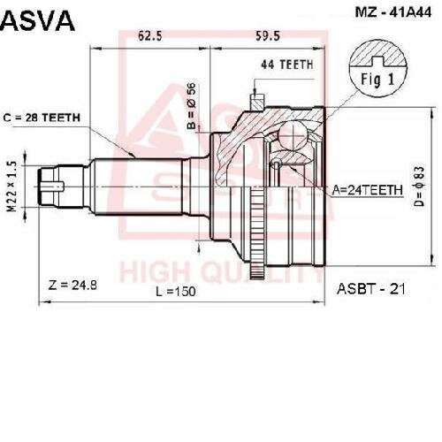 Шрус наружный 24x56x28 asva MZ41A44 1шт