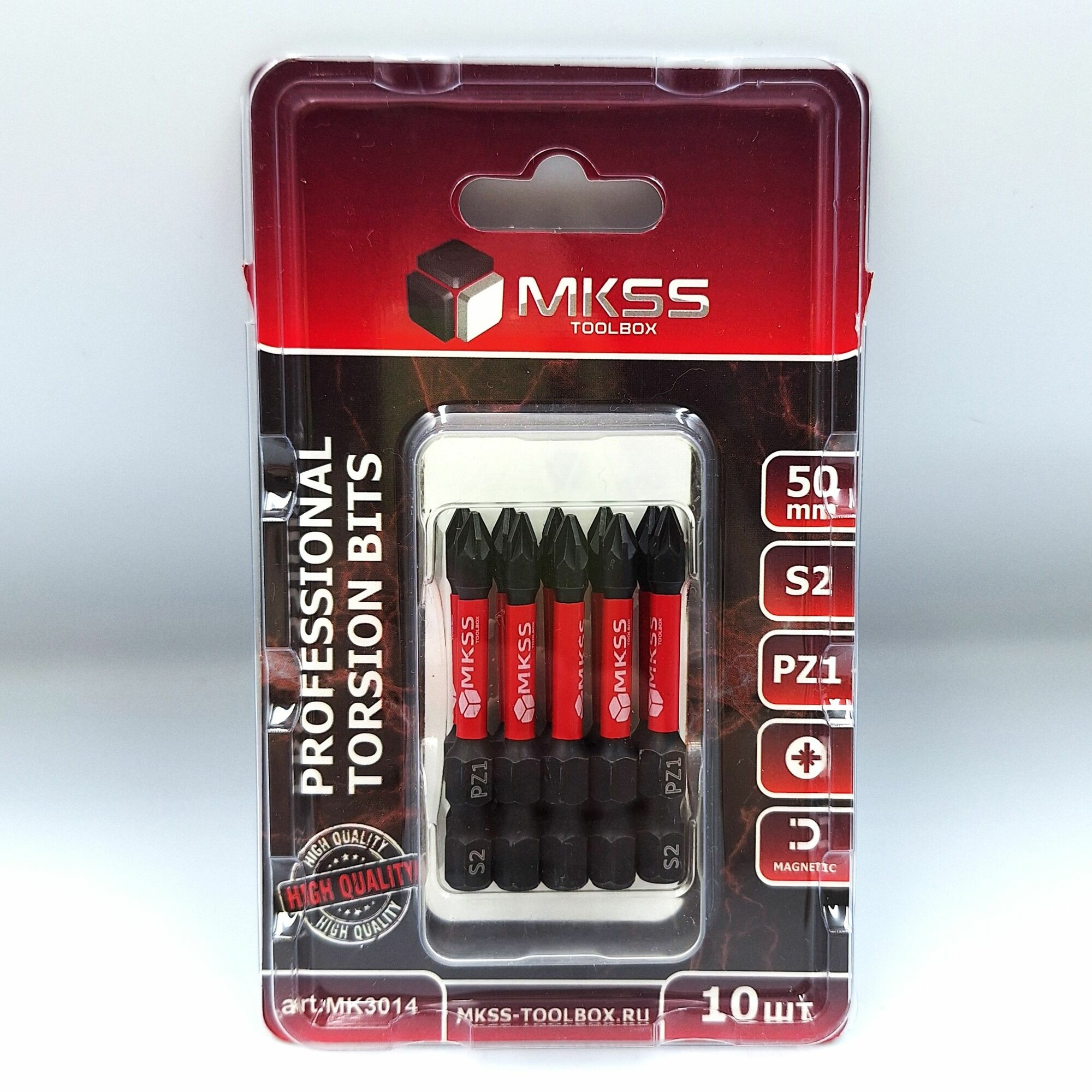 Бита торсионная магнитная PZ1x50 мм набор 10 штук MKSS