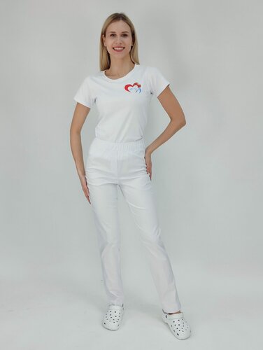 Изображение товара Брюки женские медицинские вилан, классические, зауженные, белые