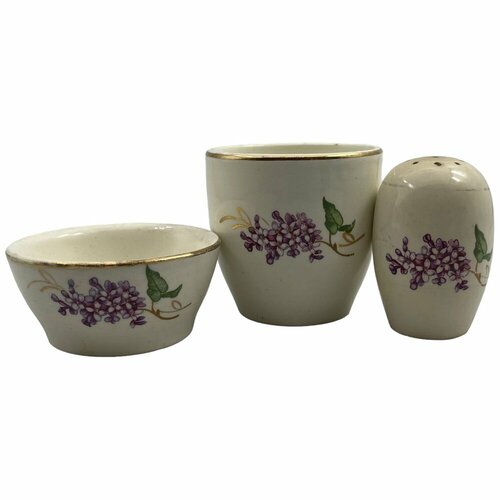 Набор для специй Сирень 3 предмета фаянс 1957-1965 гг Будянский фаянсовый завод Буды СССР 1184₽