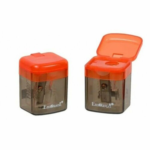 Точилка одинарная с контейнером с откидной крышкой пластиковая тонированный корпус красная крыш ESP 1807-A 285₽