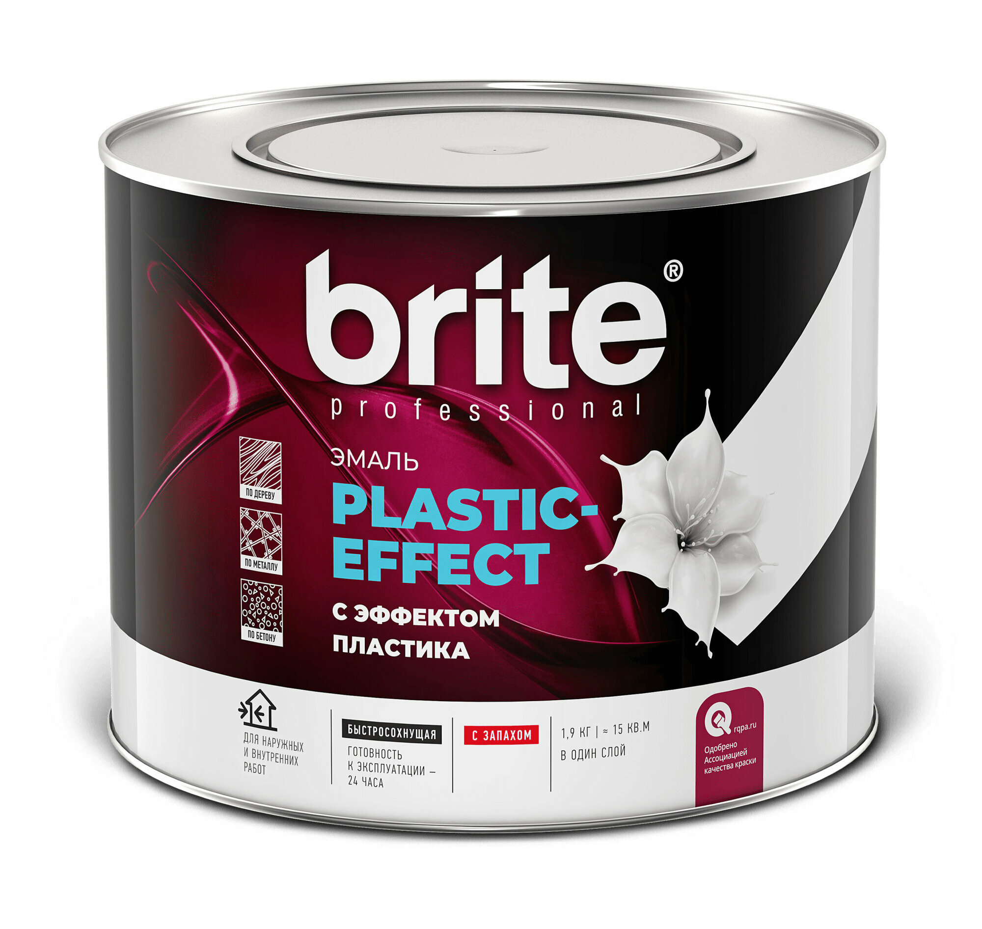 Эмаль Brite Plastic-Effect полуматовая цвет белый 1.9 кг