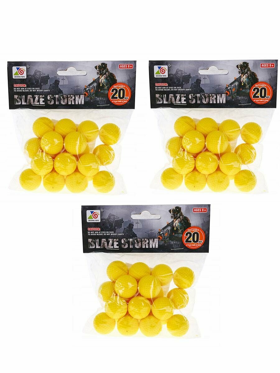 фото Набор Мягкие шарики (пульки 20шт) для бластера Blaze Storm (3 упаковки) Zecong Toys ZC05