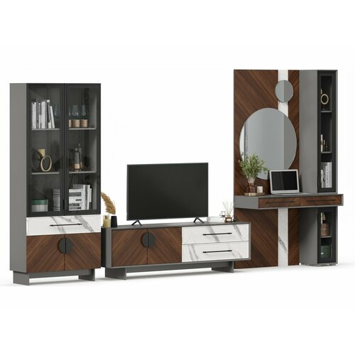 Вилена Гарнитур для гостиной 3 СерыйОрехМонте белый 200196₽